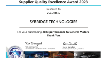 SyBridge Technologies Awarded GM’s Supplier Quality Excellence Award 2023